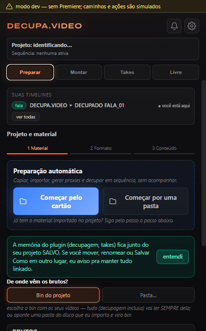 Tela atual de preparação automática